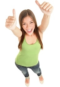 Happy Woman with Two Thumbs Up
